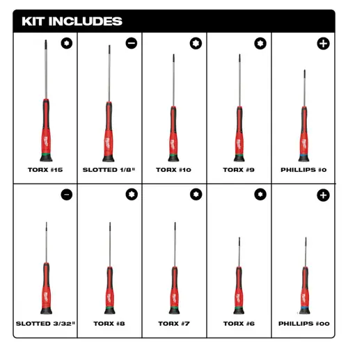 Limited Offer Milwaukee Tool 48-22-2612 10pc Precision Screwdriver Set