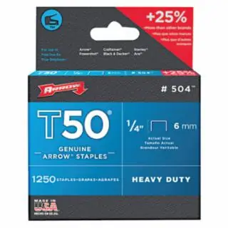 Next Day Delivery Arrow Fastener 50424 50014 T50 1/4" Staple1250/Pk .050 Wire (1 PK)