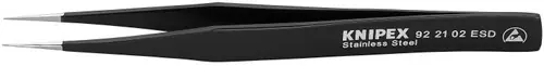 Knipex 92 21 02 ESD Stainless Steel Gripping Tweezers-Pointed Tips-ESD, 5" Nominal Length Discount