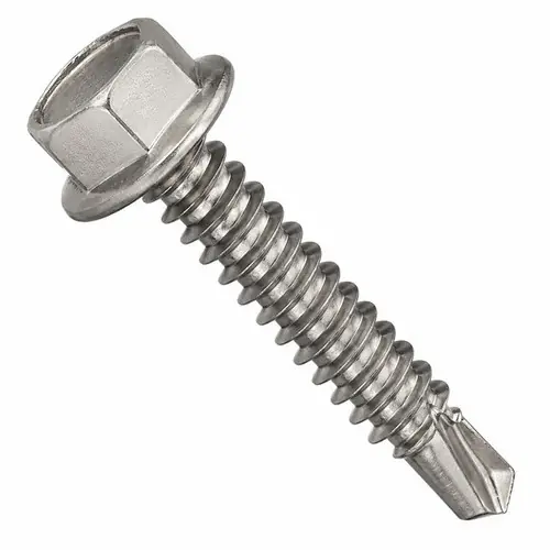 12-14 x 5/8" Self-Drilling Screws, Unslotted Indent Hex Washer Head HWH, 3 Point BSD, 410 Stainless Steel, Full Thread, Hardened, Qty 500 Trusted Brand
