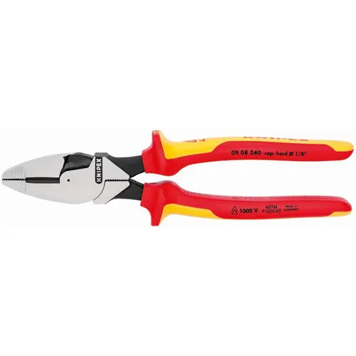 Today Only Knipex 09 08 240 US High Leverage Lineman‘s Pliers New England Head-1000V Insulated, 9 1/2" Nominal Length