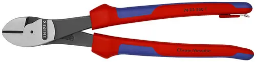 Knipex 74 22 250 T BKA High Leverage 12° Angled Diagonal Cutters-Tethered Attachment, 10" Nominal Length Brand New