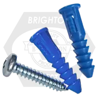 6-8 x 7/8",With Lip (Pp Rik 401Gr) Ribbed Plastic Anchor Plain, Qty 100 One Day Deal