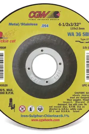 CGW Abrasives 45025 6 x 3/32 x 5/8-11 T27 Wa36Sbf Resin Cut Whls Thin, 10 Pack Trending