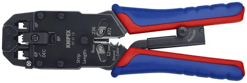 Knipex 97 51 12 Crimping Pliers- For 4, 6 and 8 Pole Western Plug Type, 8 1/4" Nominal Length Time-Limited