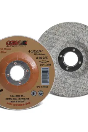 CGW Abrasives 49549 4-1/2 x 1/4 x 7/8 T27 A36Gfx Cotton Abr, 25 Pack While Supplies Last
