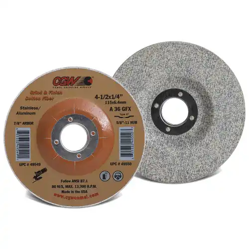 CGW Abrasives 49549 4-1/2 x 1/4 x 7/8 T27 A36Gfx Cotton Abr, 25 Pack While Supplies Last
