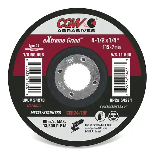 CGW Abrasives 54273 5 x 1/4 x 5/8-11 T27 Cer24-T-Bf Resin Grind Whls, 10 Pack Flash Sale
