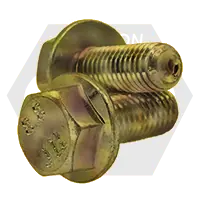 While Supplies Last M8-1.25 x 30 mm Hex Flange Bolts, Non-Serrated, Metric Class 8.8, Zinc-Yellow Cr+6, Full Thread, Coarse (UNC), DIN 6921, Qty 100
