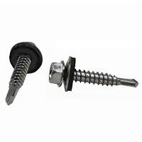 Next Day Delivery 12-14 x 1/2" Self-Drilling Screws, Unslotted Indent Hex Washer Head HWH, 3 Point BSD, w/ Bonded Washer, 410 Stainless Steel, Full Thread, Qty 500