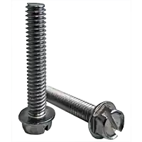 Low Price 1/4"-20 x 7/8" Machine Screws, Slotted Indent Hex Washer Head HWH, 18-8 Stainless Steel A2, Full Thread, Qty 100