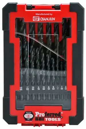 21 Piece M2 HSS Jobber Drill Bit Set (Box Case) Proferred HSS Drill Bit Sets, Qty 3 Time-Limited