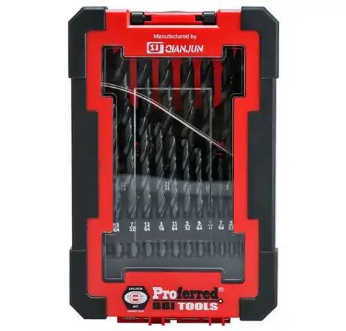 21 Piece M2 HSS Jobber Drill Bit Set (Box Case) Proferred HSS Drill Bit Sets, Qty 3 Time-Limited