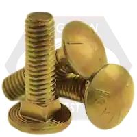 Top Rated 3/8"-16 x 3/4" Carriage Bolts, Grade 5, Zinc-Yellow Cr+6, Full Thread, Qty 1000