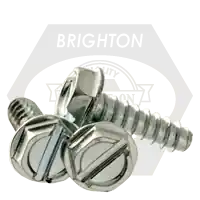 Authentic 8-18 x 1 1/4" Self-Tapping Screws, Slotted Indent Hex Washer Head HWH, Type B, Zinc Cr+3, Full Thread, Qty 6000