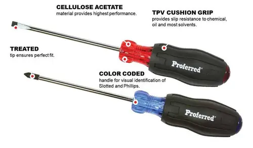 1/4" (Slotted) x 8" Black Tpv Handle Proferred Acetate Cushion Grip Screwdriver, Qty 1 Exclusive Offer