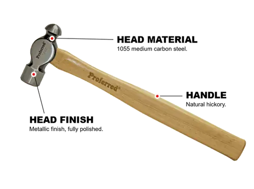 Deal Hickory Ball Pein Hammers (16oz) Proferred Hammers, Qty 1