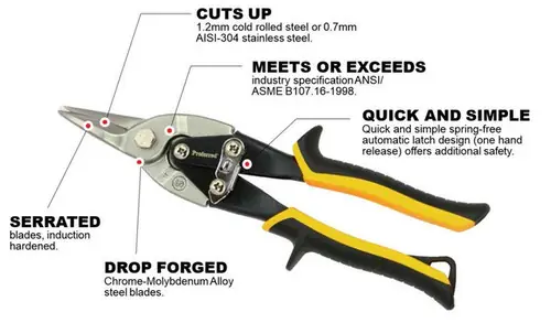Straight Cut Proferred Aviation Snips, Tpr Grip, Qty 1 Today Only