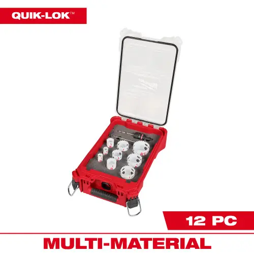 Milwaukee Tool 49-22-4702 12PC QUIK LOK HOLE DOZER Bi-Metal Kit with PACKOUT Compact Organizer Best Seller