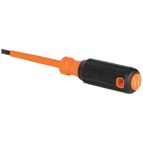 Klein Tools 6824INS Insulated Screwdriver, 1/4-Inch Cabinet, 4-Inch Round Shank Professional Grade