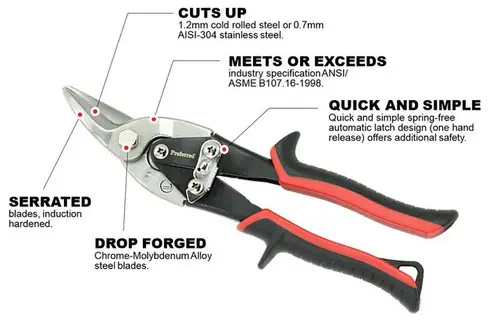 Super Sale Left Cut Proferred Aviation Snips, Tpr Grip, Qty 1