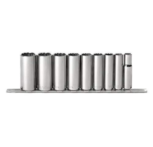 Latest 9 pc 12 Point Deep (Arm) 3/8" Drive SAE USA 3/8" Drive Standard SAE Socket Set, Qty 1