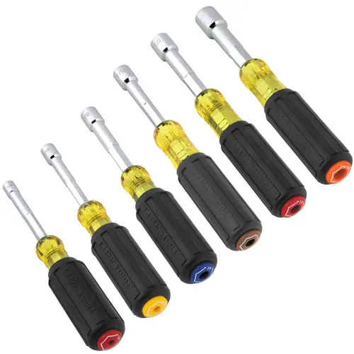 Fast Shipping Klein Tools 65456 Color-Coded Hollow-Shaft Heavy-Duty Nut Driver Set, 6-Piece