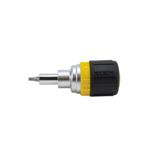 Klein Tools 32594 Multi-Bit Ratcheting Screwdriver, 6-in-1, Stubby, Ph, Sl, Sq, Nut Bits Professional Grade