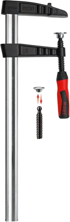 Place Order Bessey TGK4.516+2K Clamp, woodworking, F-style, 2K handle, replaceable pads, 4.5 In. x 16 In., 1540 lb, 5 Pack