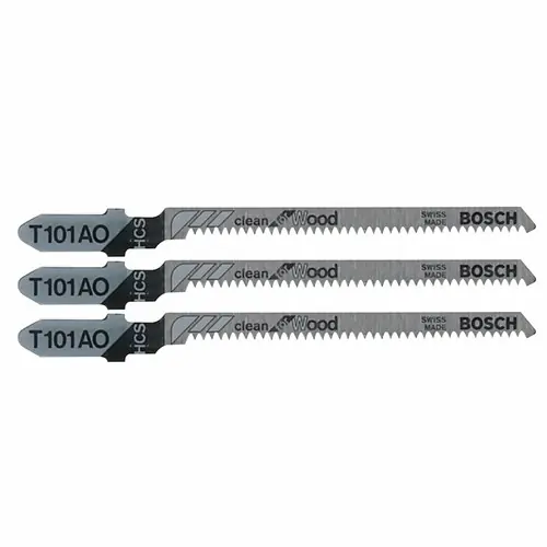 Bosch T101AO3 3 pc. 3-1/4 In. 20 TPI Clean for Wood T-Shank Jig Saw Blades (3 Pack) Professional Grade