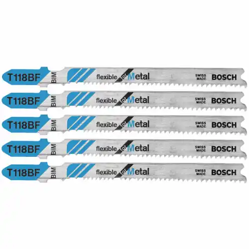 Free Returns Bosch T118BF 5 pc. 3-5/8 In. 11-14 TPI Flexible for Metal T-Shank Jig Saw Blades (5 Pack)