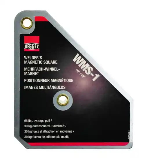 Professional Grade Bessey WMS-4 Double Magnet, magnetic square, 0 to 180 degrees, 110 lbs pull, 6 Pack