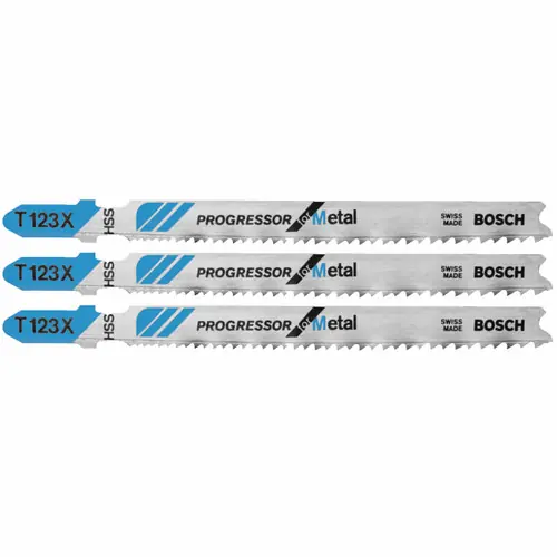 Bosch T123X3 3 pc. 4 In. 10-24P TPI Progressor for Metal T-Shank Jig Saw Blades (3 Pack) Luxury