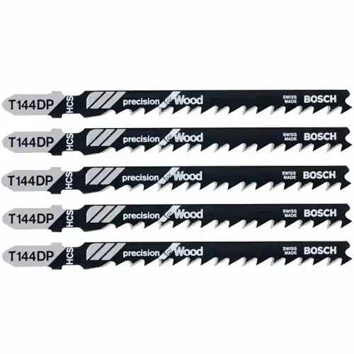 Express Delivery Bosch T144DP 5 pc. 4 In. 6 TPI Precision for Wood T-Shank Jig Saw Blades (5 Pack)