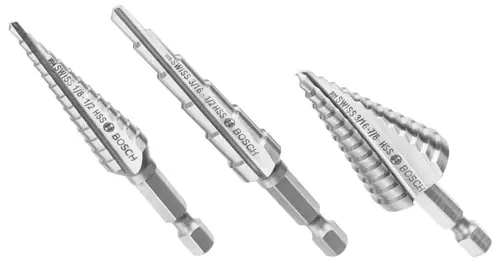 Latest Bosch IMSDC003 3 pc. High-Speed Steel Impact Tough Turbo Step Drill Bit Set (3 Pack)
