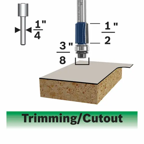 Best Price Bosch 85269MC 3/8 In. x 1/2 In. Carbide-Tipped Double-Flute Flush Trim Router Bit