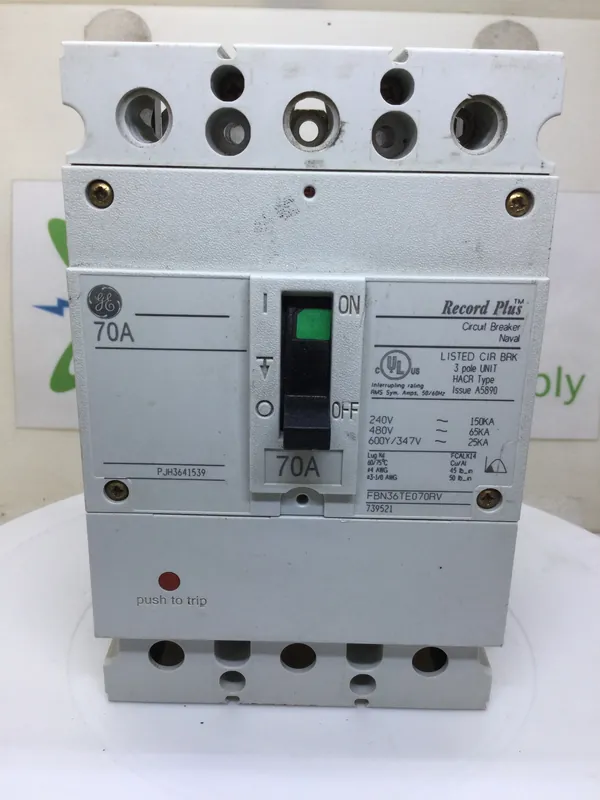 Super Sale General Electric FBN36TE070RV 70 Amp 3 Pole 480V Circuit Breaker