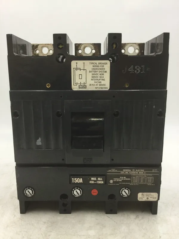 GE General Electric TJJ436150 150 Amp 3 Pole 600V 150 Amp Trip Circuit Breaker Free Returns