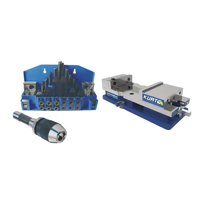 TTC 99-998-015 Machine Vise, Clamping Kit, R8 Integrated Drill Chuck, R8 Collet Set, R8 End Mill Holder Set, Parallel Set, Boring Head with R8 Shank, H/V Rotary Table Milling & Drilling Tooling Package Place Order