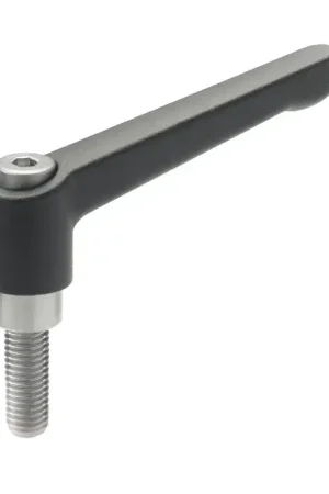 Best Choice J.W. WINCO 6N20A07K M6x1.00 Thread Size, 63mm Handle Length, Stainless Steel Insert, Zinc Die-Cast, Threaded Stud Adjustable Lever