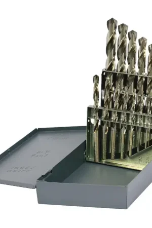 DRILLCO 200B15 1/16" to 1/2" by 32nds 118° Bright High Speed Steel Jobbers Length Drill Set Price Cut