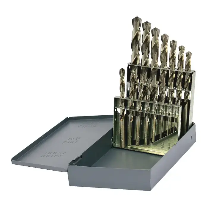 DRILLCO 200B15 1/16" to 1/2" by 32nds 118° Bright High Speed Steel Jobbers Length Drill Set Price Cut