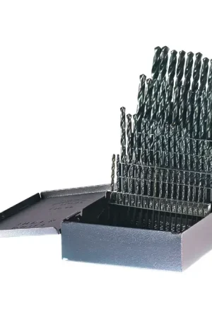 Crafted DRILLCO 400HD60 1 to 60 135° Black Oxide High Speed Steel Jobbers Length Drill Set