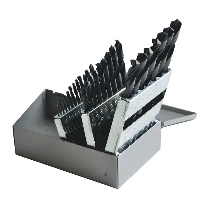 Latest DRILLCO T17D 1/16" to 1/2" by 64ths 135° Black Oxide High Speed Steel Jobbers Length Drill Set