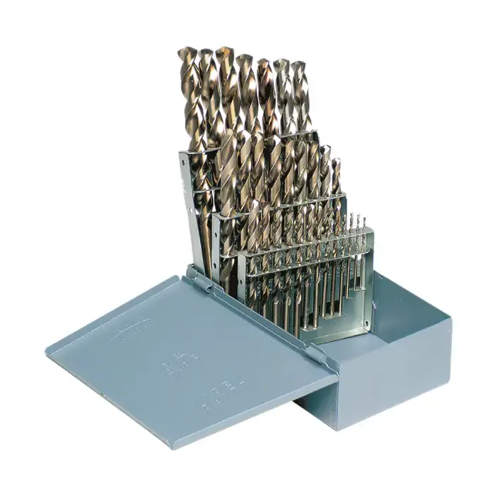 RUSHMORE USA TOA37-CO 1/16" to 1/2" by 64ths 135° Bright M35 5% Cobalt Jobbers Length Drill Set Buy Direct