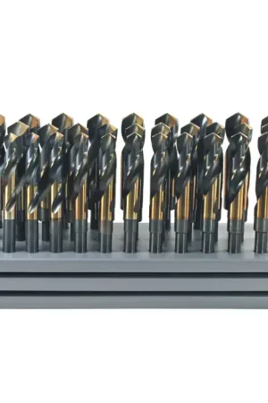 Markdown DRILLCO 1000N32 Stand 1/2" to 1" by 64ths W/ Drills 118° High Speed Steel Reduced Shank Drill Set