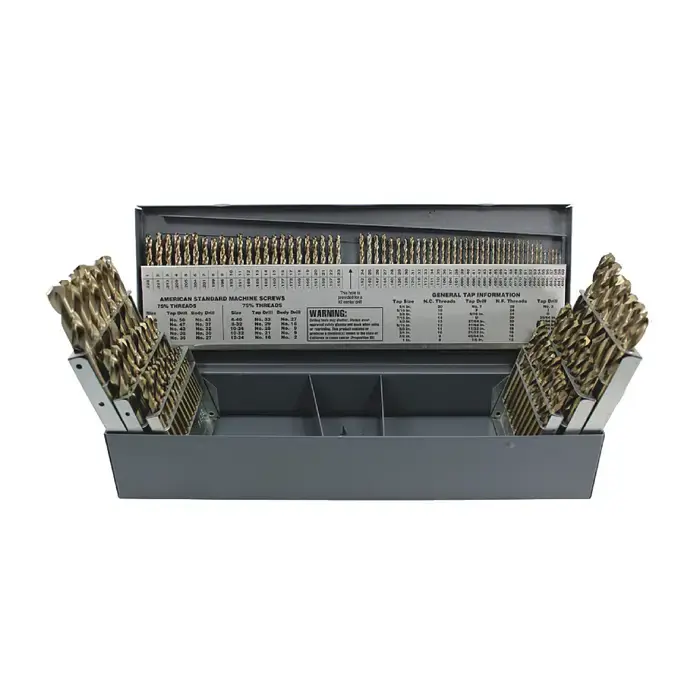 RUSHMORE USA RN115CO 1/16" to 1/2" by 64ths, 1 to 60, A to Z Size, 135°, Cobalt Screw Machine Length Stub Drills Set Holiday Sale