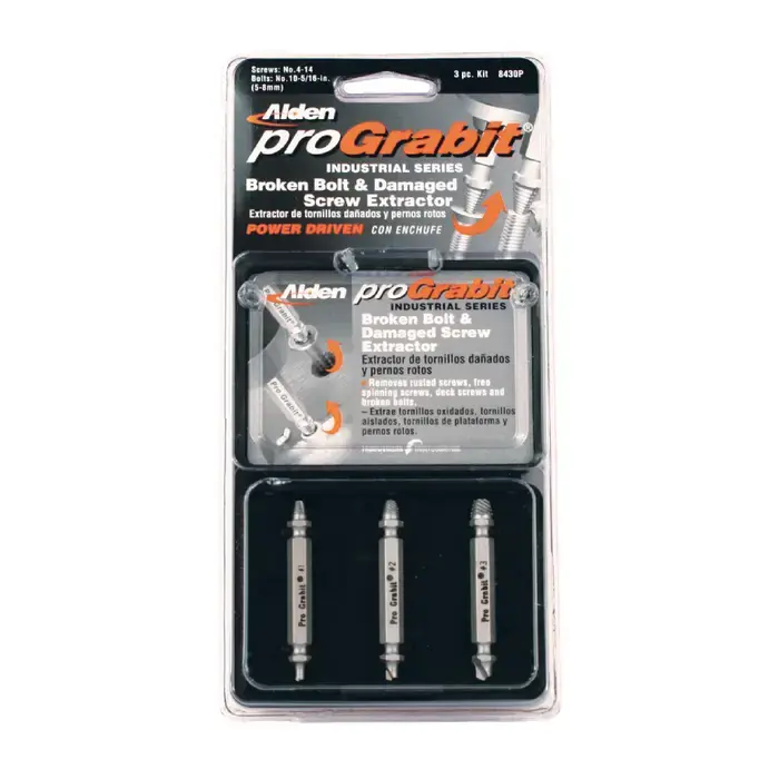 Instant Buy ALDEN Model 8430P, Tool Steel 3 Pc. Screw & Bolt Extractor Set Removes Sizes Up to 6" length and broken bolts 1/2"diameter