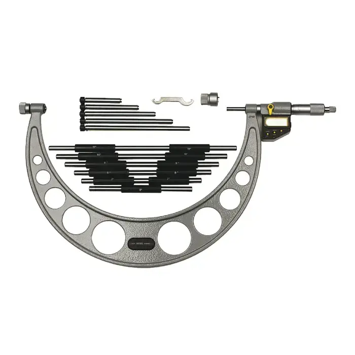 Hot Deal ASIMETO 115-12-1 6" - 12" Range, .0001" Graduation, Ratchet Stop Thimble Interchangeable Anvil Outside Micrometer