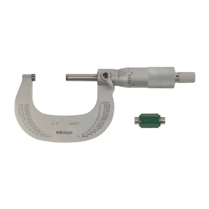 MITUTOYO 102-328-10 1 - 2" (25 - 50mm) Range, .0001" Graduation Flat End Spindle Outside Micrometer Luxury